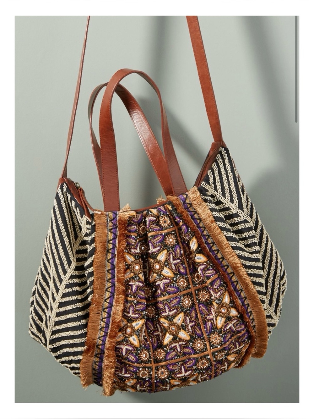 NWOT Anthropologie Tangier Embellished Tote Bag